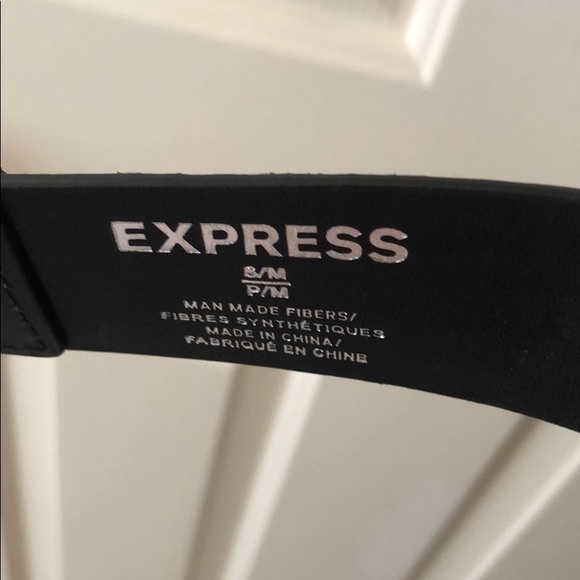 Express Black Silver Bow Snap Waist Belt S/M - Picture 3 of 3